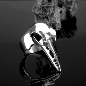Men's Stainless Steel Raven <b>Skull</b> <b>Ring</b> Viking Style Animal Shape Hip Hop Jewelry Everyday Wear - Product Image 1