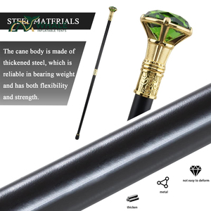 Bastón <span class=keywords><strong>de</strong></span> Trekking Plegable <span class=keywords><strong>de</strong></span> Dos Secciones, Ligero, con Punta Dorada y Diamantes, Diseño Decorativo <span class=keywords><strong>de</strong></span> Cuatro Lados, Mango Negro Liso, Resistente - Product Image 3