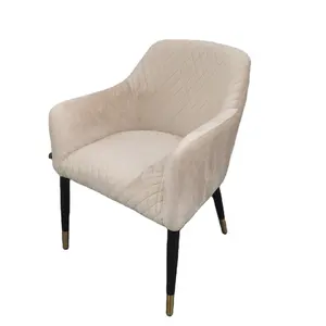 Высокое качество кремовый французский бархатный обеденный стул с деревянными ножками мебель для дома Современная элегантная мебель