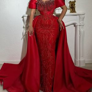 Robes <span class=keywords><strong>de</strong></span> <span class=keywords><strong>Soirée</strong></span> Élégantes pour Mariage, <span class=keywords><strong>Robe</strong></span> <span class=keywords><strong>Longue</strong></span> Sirène <span class=keywords><strong>Rouge</strong></span> Style Dubaï Saoudien Arabe, <span class=keywords><strong>Robe</strong></span> <span class=keywords><strong>de</strong></span> Bal Personnalisée 2026 avec Traîne Amovible - Product Image 3
