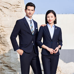 Ensemble de costume uniforme pour homme, manches longues, coupe classique, polyester/viscose, blazer et pantalon pour la réception de bureau - Product Image 5