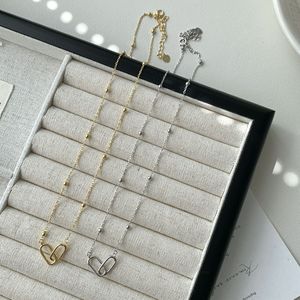 S925 스털링 실버 종이 클립 연동 남성 목걸이 더블 링 커플 목걸이 다이아몬드 초커 목걸이 여성용 - Product Image 4