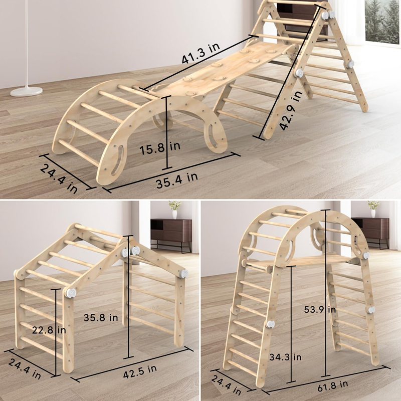 wooden Triangle Climber Kids Climbing ramp foldable slide climbing toys for toddlers climbing frame ladder