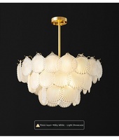 Lustre LED ultra-minimaliste en cuivre pur, style crème français, finition dorée, intensité variable, éclairage pour toute la maison