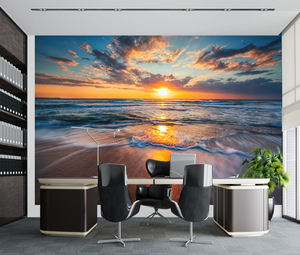 Papel de pared personalizado con paisaje de <span class=keywords><strong>playa</strong></span> al atardecer, Mural costero romántico para decoración de interiores, papel tapiz, decoración del hogar - Product Image 2