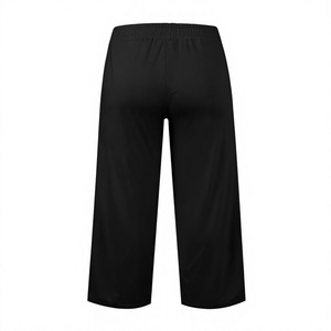 Pantalones de chándal de pierna ancha para mujer, de cintura alta, con cordón elástico, ajuste holgado informal, de longitud completa, de color liso, de punto, con bolsillos - Product Image 6
