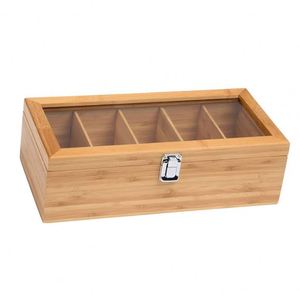 Caja de Té de Madera Natural al por Mayor, Caja de Té de Bambú para Organizar Bolsitas de Té - Product Image 4