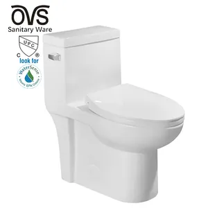Upc 1.28 Gpf Ceramic Elongated Commode Siphonic Flush Modern Hotel Bathroom Elongated One Piece Toilet For American Market