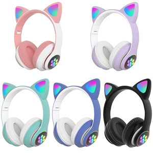 Cute Cat Ear Wireless Headphones With RGB <b>Light</b> <b>Gaming</b> Over-Ear Pink Style - Product Image 4