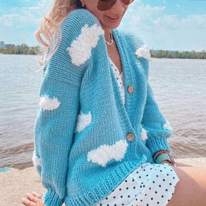 <span class=keywords><strong>Cardigan</strong></span> <span class=keywords><strong>Oversize</strong></span> Personalizzato da <span class=keywords><strong>Donna</strong></span>, Stile Y2k Streetwear, Top Corto Lavorato a Maglia con Maniche Lunghe - Product Image 4