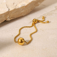 Bracelet chaîne à billes coulissantes grandes pour femmes, style minimaliste décontracté, à porter en superposition au quotidien