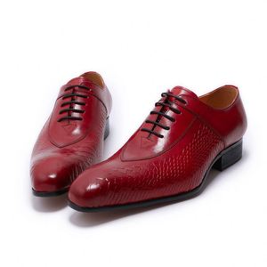 Chaussures habillées Oxford en cuir pour hommes, imprimé peau de serpent, à lacets, bout pointu, pour le bureau, les mariages et les soirées – Fabrication chinoise - Product Image 2