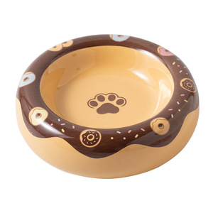 Bol en céramique pour animaux de compagnie, forme de beignet, antidérapant, pour nourriture et eau, pour chatons, anti-renversement, grand diamètre - Product Image 5