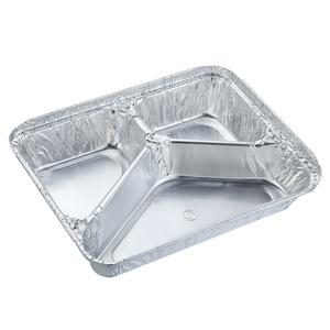 23x18x4cm 3 compartment divided cavity R819L UAE 85760 aluminium foil takeaway food container lunch box REC23184I-3Y yysmallcap