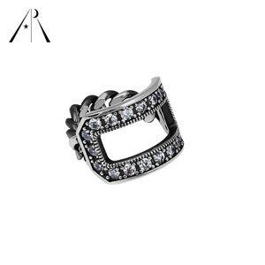 <span class=keywords><strong>Vantage</strong></span> Punk Trendy Hip Hop Street Style forma cuadrada con piedra de circón hueco S925 anillos de ley - Product Image 2