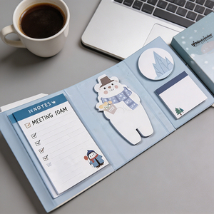 SK <b>Cute</b> Polar <b>Bear</b> Memo Pad Set With Sticky Notes And Notepad Blue Winter Theme Self-Adhesive Design - Product Image 3