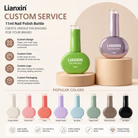 Vente en gros de flacons de vernis à ongles en verre vides personnalisés de 11 ml, flacon rond pour vernis gel UV avec pinceau
