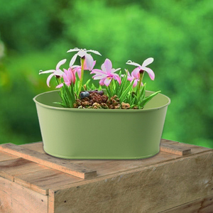 Chậu Hoa Sân Vườn Hình Bầu Dục Bằng Kim Loại Trọng Lượng Nhẹ Rẻ Hơn Phong Cách Cổ Điển Bình Hoa Bồn Tắm Bình Đựng Đồ Mộc Mạc Bắc Âu Đóng Gói/Giftp - Product Image 1