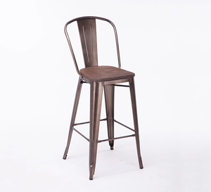 Chaises tabouret <span class=keywords><strong>de</strong></span> <span class=keywords><strong>bar</strong></span> en métal vintage, siège en bois, avec grand dossier, <span class=keywords><strong>industriel</strong></span>, bon marché, usine, - Product Image 4