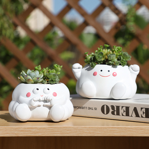 ROOGO Vente en gros Mini petits pots à plantes mignons pour exprimer <span class=keywords><strong>son</strong></span> humeur Jardinières en pot de plantes succulentes en résine sur la table - Product Image 1