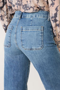 Jean en denim coupe ample taille mi-haute à jambe large - Style streetwear décontracté, lavable, toutes saisons - Product Image 5