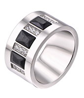 ZG Drei-Stein-Breitbandring in Silber- und Goldfarben aus Edelstahl Statement-Schmuck