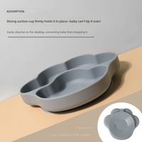 Nouvelle Assiette Bébé en Silicone Patte d'Ours, Grande Base à Ventouse, Plateau Divisé Qualité Platine, Ustensile d'Alimentation pour Enfants, Meilleure Vente