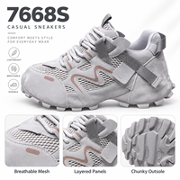 Baskets décontractées pour femmes à lacets, style 'Dad', à motif géométrique, en cuir synthétique et maille, à semelle épaisse, chaussures de mode, fabricant