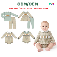 Combinaison pour bébé fille Puresun Design en 3 jours, douce pour la peau, broderie chiot, imprimé à carreaux, smockée, 100% coton, 0-3 mois, logo personnalisé