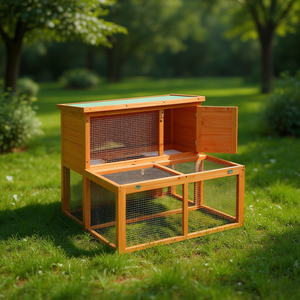 Casetta per Conigli in Legno Massello di Pino 40.2x35.4x33.3 Pollici Marrone, Cuccia da Esterno Resistente di Medie Dimensioni - Product Image 2