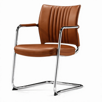 Chaise de réunion de direction en PU avec structure en métal chromé, design ergonomique, siège rembourré, accoudoirs fixes pour la maison, le bureau et l'école
