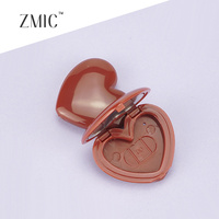 Étui compact portable en forme de cœur pour fard à joues avec miroir, étui vide pour illuminateur, mini palette de maquillage en plastique pour adolescentes