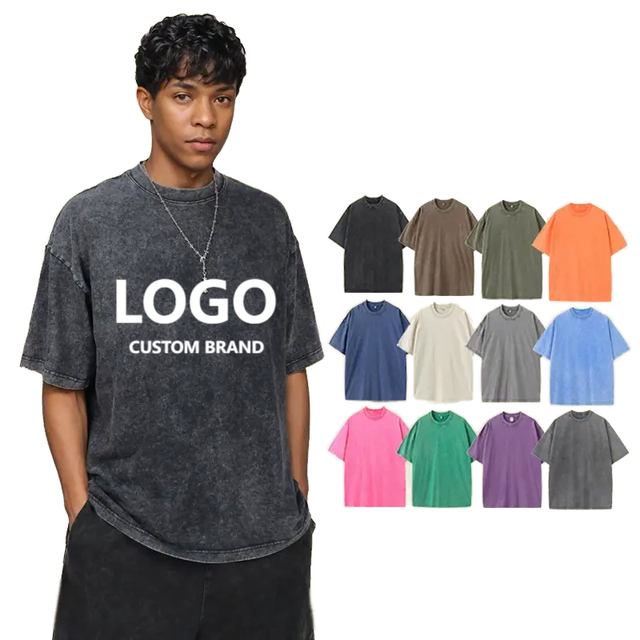 Vintage Heavyweight Cotton T-shirts Men 230gsm Drop Shoulder Oversized Tee | Custom Logo Retro Streetwear Blank for Printing