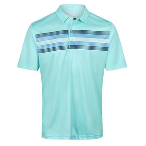 Chemise de golf pour homme, été, classique, Dry Fit, sport, imprimée, tricotée, confort, extensible dans les 4 sens, coupe ajustée, vert émeraude, bouton - Product Image 3