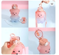 Zhida Portable 800ml été grande capacité ours dégradé mignon bouteille d'eau filles tasse en plastique gourdes enfants bouteille d'eau en plastique