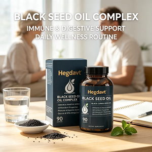 Capsules d'huile de nigelle (Nigella Sativa) avec vitamine E, 60 gélules, pure, pressée à froid, OEM, marque privée, en vrac, complément bien-être quotidien - Product Image 3