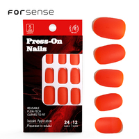 Facile hiver unique mat presse sur les ongles conseils uni solide marron couleurs faux ongles conceptions simples court ovale dames ongle artificiel