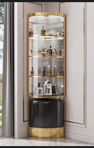 Bắc Âu sang trọng phòng khách góc tủ với kính cường lực Tủ rượu lưu trữ Kệ hình vòng cung treo tường giá rượu - Product Image 5