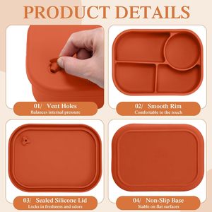 Custom Logo Heatable Simple BPA Free Silicone Food Storage Container <b>Compartment</b> Meal Prep <b>Box</b> Reusable Eco-friendly - Product Image 2