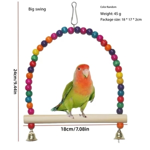 Vendeur chaud Durable Swing Perroquet Cage <span class=keywords><strong>Jouet</strong></span> Coloré En Bois Suspendu Oiseau Suspension Anneau Morsure Résistance Oiseau Jouets - Product Image 2