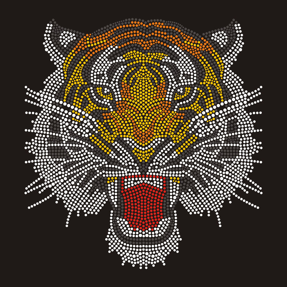 Custom Rhinestone Tiger Transfer Designs Motif For T Shirt