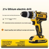 Perceuse à percussion sans fil 21V à moteur à balais, batterie lithium rechargeable, style pistolet, avec fonctions multi-vitesses et réversibles