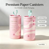 Tube en carton kraft personnalisé avec logo et fenêtre, fermeture en métal, pour bougies, pots de cire de soja, emballage de coffrets cadeaux de parfums d'intérieur
