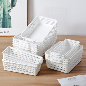 Storage <b>Basket</b> Rectangle <b>Plastic</b> With Handle For Desk Bathroom Organizing <b>Small</b> Medium Large Size - Product Image 1