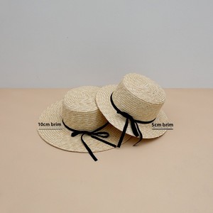 Chapeau de paille naturel pour femme, style marin, à calotte plate et bord plat, avec nœud en corde tressée, chapeau de soleil de plage, respirant, léger, style britannique - Product Image 3