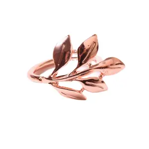 Factory Supply Metal Napkin Ring, Leaf Shape Round Stainless Steel Napkin Rings Sash Holder for Wedding Dining Table Decorations