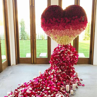 Décor floral mural en forme de cœur, 6,5 pieds de haut, blanc et rose vif, en soie, enroulable, pour mariage et décoration de Noël