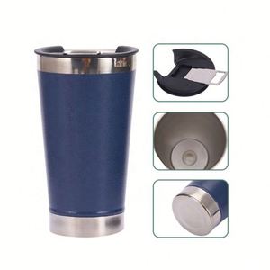 Gobelet isotherme en acier inoxydable givré de 16 oz, personnalisé pour le vin, le café, la bière, avec ouvre-bouteille - Product Image 4