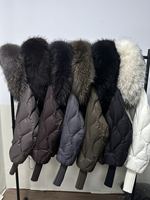 OFTBUY Doudoune matelassée de luxe pour femme avec col en vraie fourrure de renard, 90 % duvet de canard blanc, manches longues en tricot