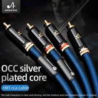 Câble audio double RCA Hi-Fi avec conducteur en argent OCC plaqué or et connecteur mâle RCA auto-verrouillant pour enceintes d'ordinateur